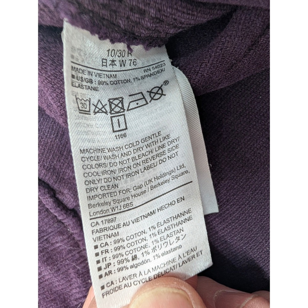 Gap Girlfriend Corduroy Pants Women's 10/30R Purple Cotton Tapered Stretch Y2K - Picture 8 of 9